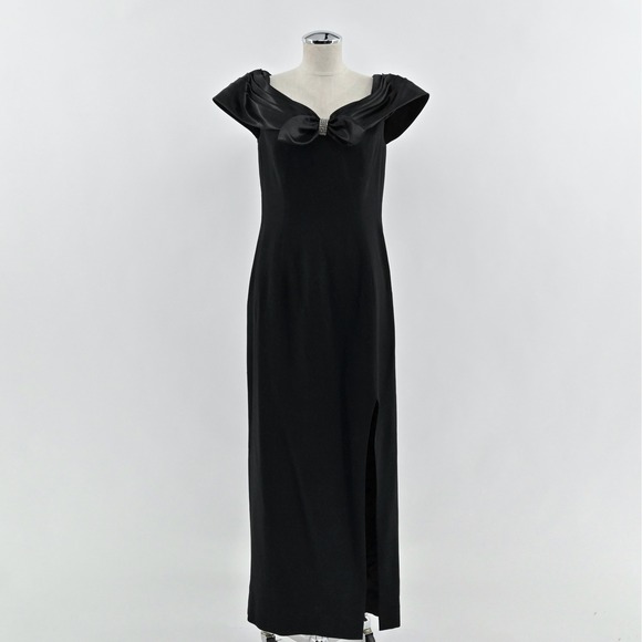 Vtg Morton Myles Dress Size 10 Whimsigoth Dark Romantic Gown Formal Maxi Slit - Picture 1 of 13